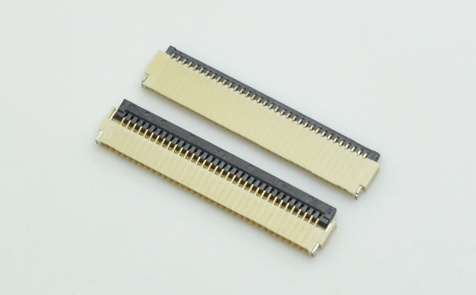 FPC后翻盖0.5mm 40pFFC软排线插件间距0.5mm40p前插后翻连接器,宏利